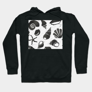 Black leather south pacific sea shells - white marble Hoodie